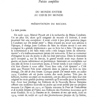 Œuvres romanesques précédé de Poésies complètes, Blaise Cendrars, La Pléiade